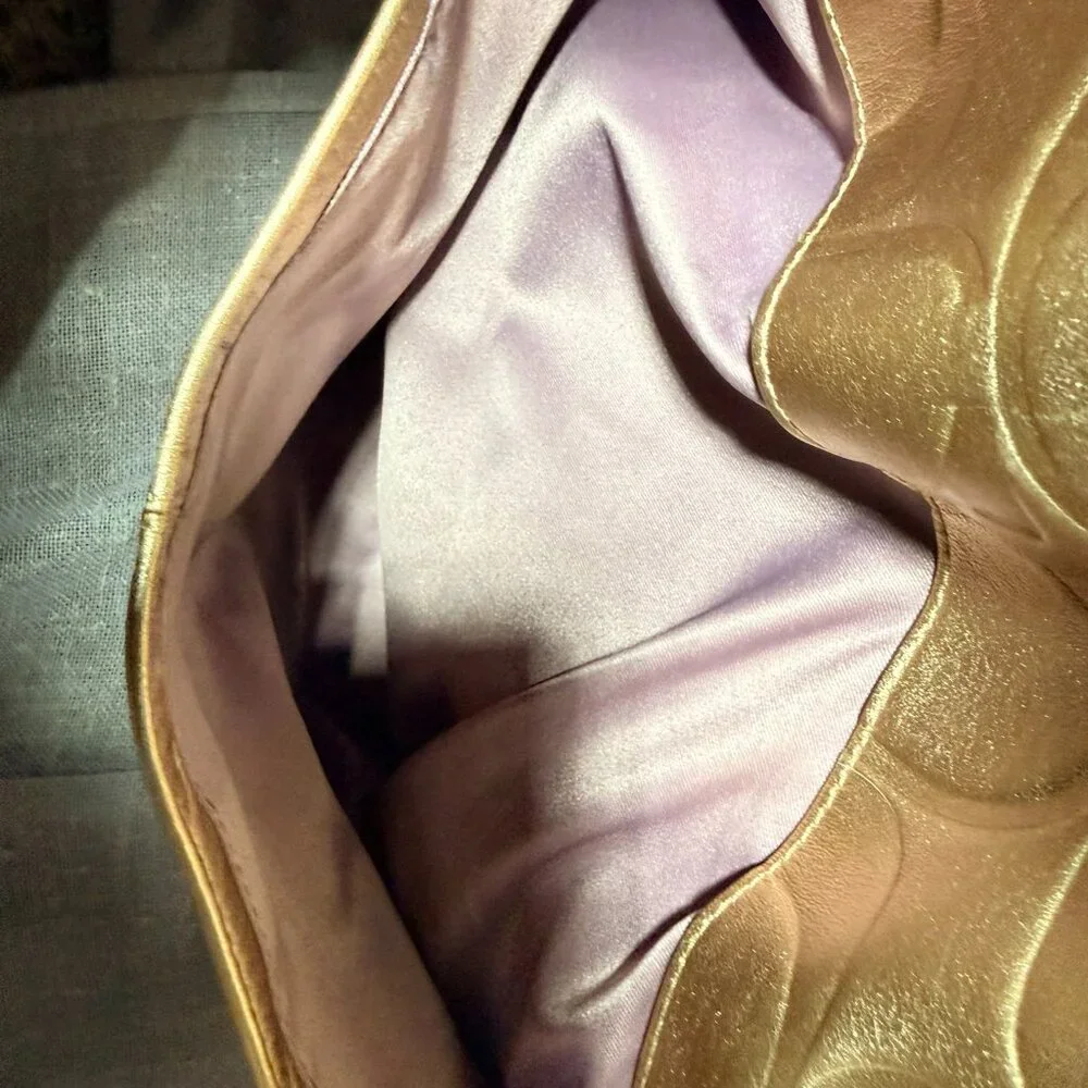 Coach Gold Tote Bag with Silk Lavender Interior ✨💜